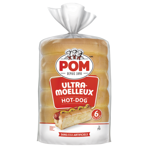 Pains à Hot-Dog POM - 6 unités : Moelleux et Savoureux pour des Hot-Dogs Parfaits