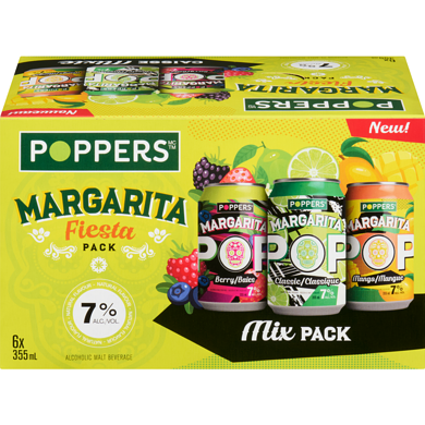 Poppers Margarita | Le Goût de la Fête Mexicaine | 6 x 355ml