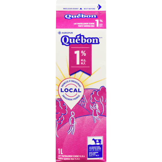Lait Québon 1% - 1 L : Un choix léger et nutritif pour toute la famille