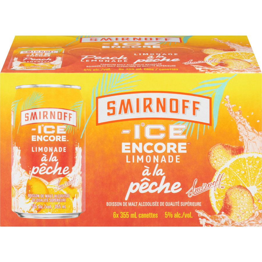 Smirnoff Ice Encore Pêche | Le Goût de l'Été en Canette | 6 x 355 ml
