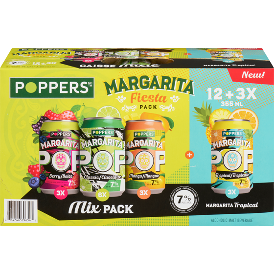 Poppers Margaritas | La Fête à la Mexicaine | Caisse Mixte 15 x 355 ml